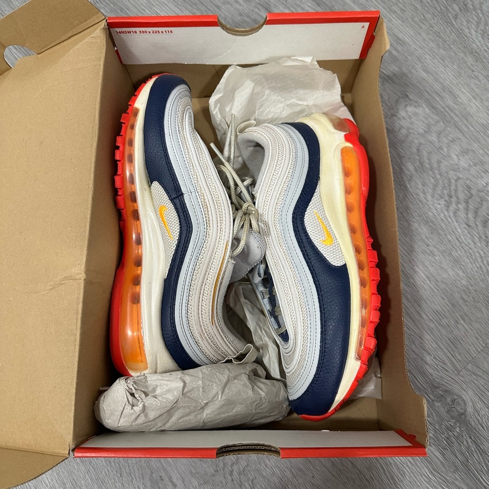 Women’s Nike Air Max 97 Platinum Navy Orange